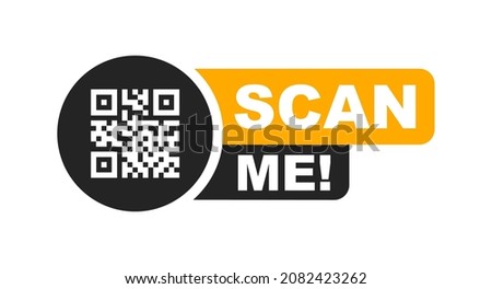 QR code scan for smartphone. QR code with inscription scan me with smartphone. Scan me icon. Scan qr code icon for payment, mobile app and identification. Vector illustration.