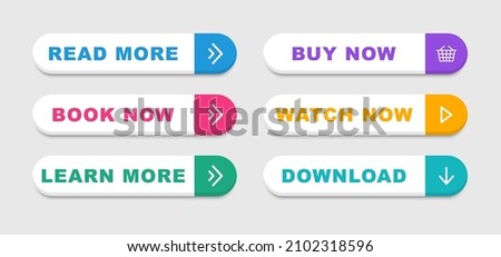 Modern web buttons set. Collection of colorful buttons. Buttons for call action. For website and ui design.