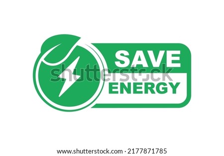 Save energy symbol. Energy icon with green leaf. Eco friendly, environmentally. Eco icon. Vector illustration.
