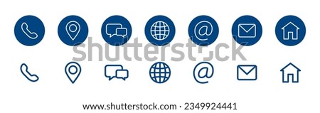 Contact Us thin line icon set. Communication icons. Contact, call, email, сhat, support etc. Vector icon.