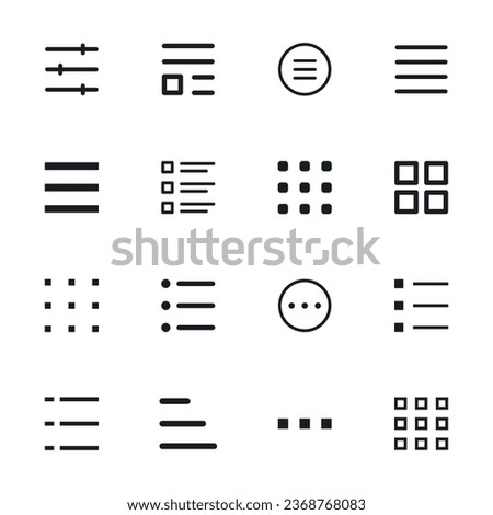 Hamburger menu icon set. Menu ui icons. Website navigation buttons. User interface design elements. Vector illustration.