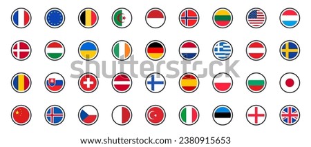 National world flags collection. Flags of countries around the world. Vector illustration.