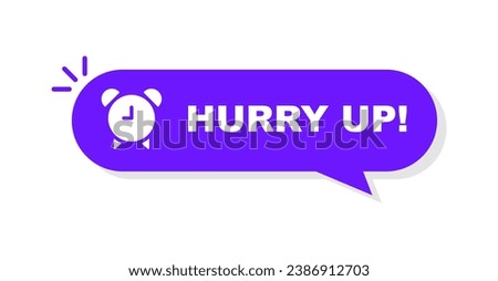 Hurry Up sale label. Special offer badge with alarm clock. Modern promotional banner. Vector Illustration.