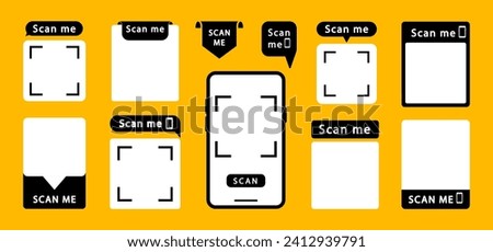 Set of QR codes with inscription scan me with smartphone. Scan qr code icon. Qr code for payment, mobile app and identification. Vector illustration.