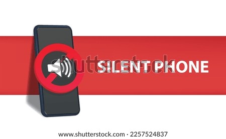 3D No sound phone or Silent phone. Telephone call. Cell phone vector icon.