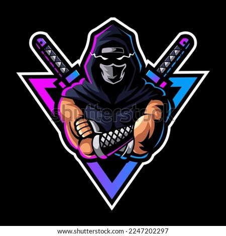 Dark ninja mascot logo for team esport gaming