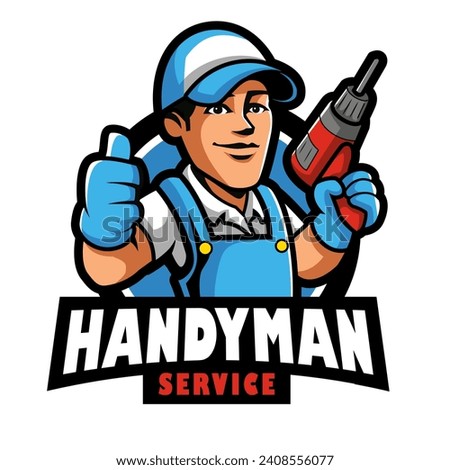 Handyman Services Emblem  mascot logo illustration