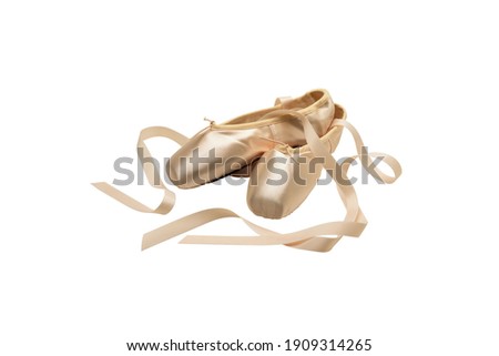 Similar – Image, Stock Photo Ballet shoes with ribbons on a white tutu in a dance studio