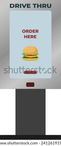 drive thru order machine vector illustration, modern technology, take away only, food and beverage industry