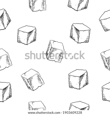 Vector sugar cubes seamless pattern on a white background Can be used for wallpaper interior designs wrapping paper textile and fabric prints or for any other use