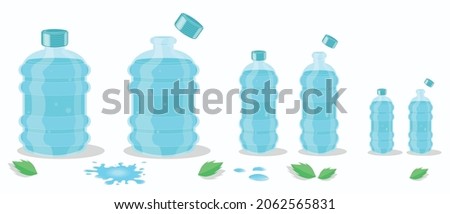 Vector water containers with different sizes. All isolated on white Background Water Splash water ripples and drops design elements  Clean Fresh Water Containers Nature Beverage full of minerals Drink