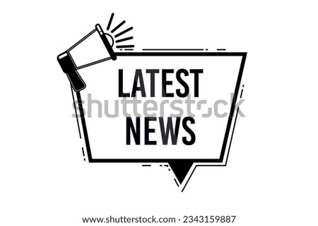 Black and White Latest news Design Isolated Vector Design with Megaphone Sign of Main News Breaking News Headline Minimalistic Logo or Design Element Can be used for website or for print 