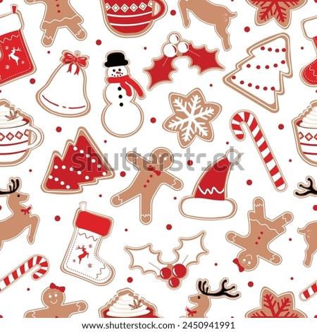 Christmas Seamless Pattern. Christmas and New year Holiday Repeatable Pattern. Decorative Elements Texture for Wallpaper, Gift Wrapping paper, Card or Banner Template or Fabric Textile Prints.