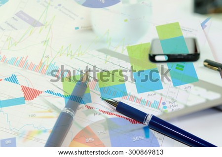 financial and business color charts and graphs on the table.business Concept