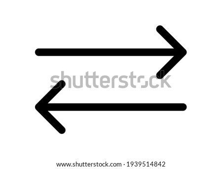 Arrow right and left or next icon long. Colored black on white background. 
