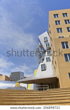 BOSTON - JUNE 06: Ray and Maria Stata Center on the campus MIT. Photo taken on June 06, 2014 in Cambridge, Massachusetts, USA. Designed by Pritzker and prize winning architect Frank Gehry.
