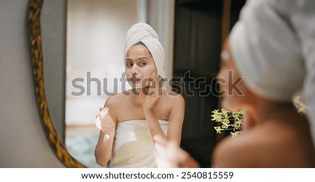 Similar – Image, Stock Photo Happy women with soap bubbles in nature