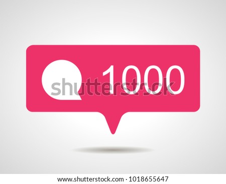illustration of flat pink chiliad like comment social media icon on grey background