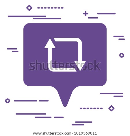 illustration of flat linear repost or refresh social media icon in ultra violet color