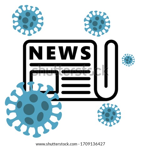 newspaper icon with abstract virus strain Omicron model Novel coronavirus disease 2019-nCoV. All news in the world about new COVID-19 variant now
