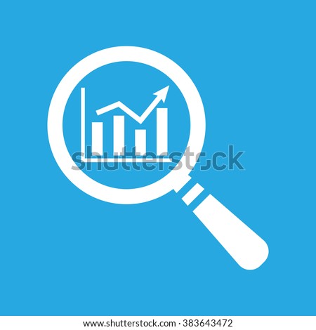 search graph icon flat on a blue background, search icon design, search icon web, vector magnifying glass