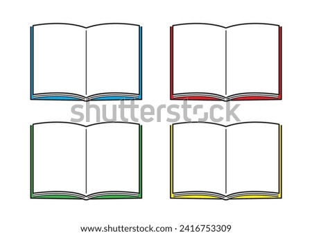 Simple illustration of an open book, 4-color set