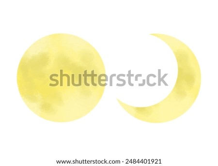 Full moon and crescent moon illustration