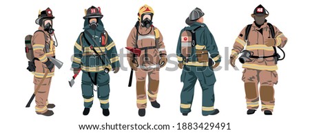 vector set of group of firefighters for your design