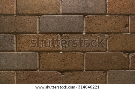 big brick wall background and texture photo at night light