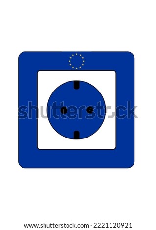 Close-up of power plug with European Community (EC) flag at apartment room. Illustration made November 1st, 2022, Zurich, Switzerland.