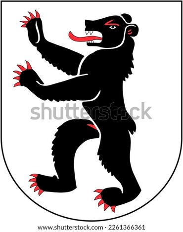 Black and white coat of arms with standing bear of Swiss Canton Appenzell Innerrhoden. Illustration made February 12th, 2023, Zurich, Switzerland.
