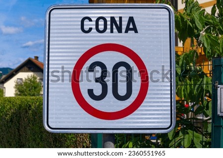 Similar – Image, Stock Photo Traffic sign 30 zone. Speed limit.