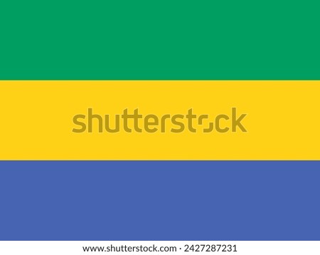 Close-up of green, yellow and blue national flag of African country of Gabon. Illustration made February 18th, 2024, Zurich, Switzerland.