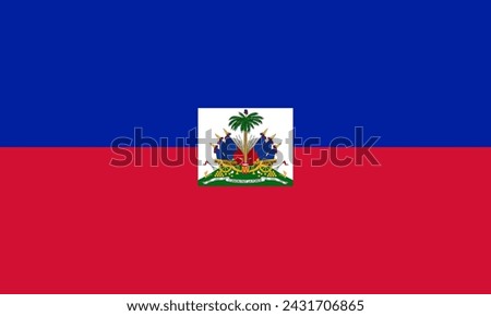 Close-up of red and blue national flag of country of Haiti. Illustration made February 29th, 2024, Zurich, Switzerland.