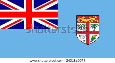 Close-up of national flag of Oceanian country of Fiji. Illustration made February 29th, 2024, Zurich, Switzerland.