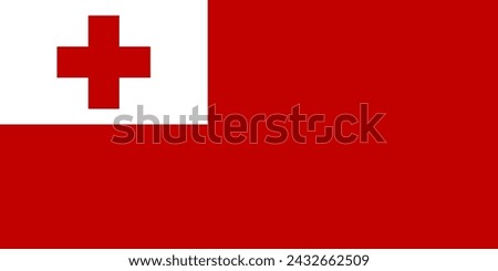 Close-up of red and white national flag of Oceanian country of Tonga with red cross. Illustration made March 2nd, 2024, Zurich, Switzerland.