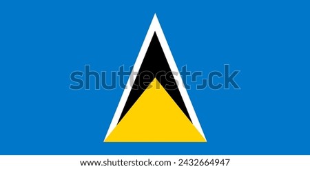Close-up of blue, white, black and yellow national flag of Caribbean country of Saint Lucia. Illustration made March 2nd, 2024, Zurich, Switzerland.