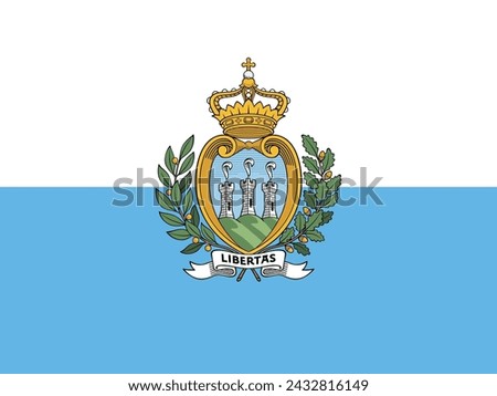 Close-up of blue and white national flag of European country of San Marino. Illustration made March 3rd, 2024, Zurich, Switzerland.