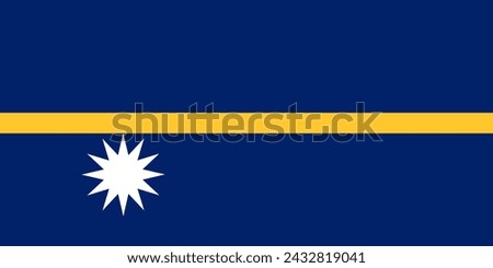 Close-up of blue, white and golden national flag of Oceanian country of Nauru with white star. Illustration made March 3rd, 2024, Zurich, Switzerland.