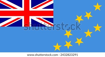 Close-up of blue, red, white and yellow national flag of Oceanian country of Tuvalu with yellow stars. Illustration made March 3rd, 2024, Zurich, Switzerland.