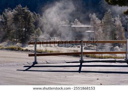 Similar – Image, Stock Photo Scenic landscape of steaming fumaroles in volcanic terrain