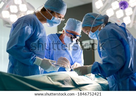 Similar – Image, Stock Photo Woman performing surgery in hospital