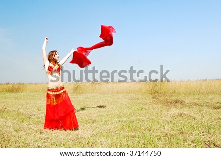Attractive girl dances east dance