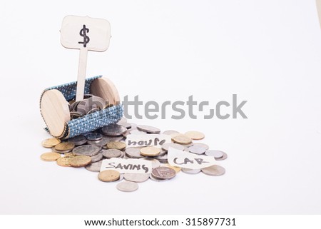 A coins money in small box with white background and have a logo 