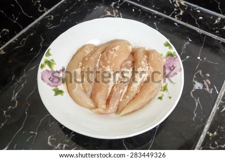 no fat raw chicken fillets ready to cook