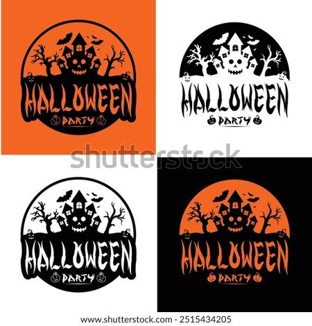 Make your Halloween projects stand out with this 'Halloween House' logo! Available in multiple color schemes, it's perfect for posters, social media graphics, or merchandise design