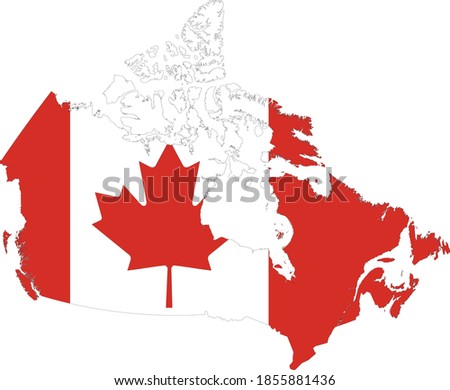 Flag of Canada cropped inside it's map