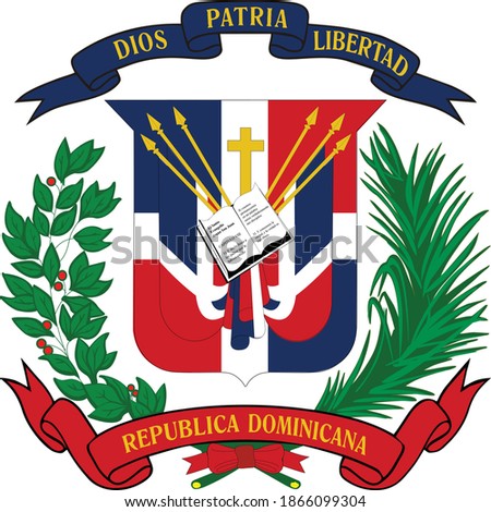 Official current vector coat of arms of unitary presidential republic of the Dominican Republic