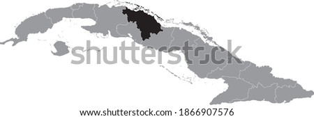 Black location map of Villa Clara province inside gray map of Cuba