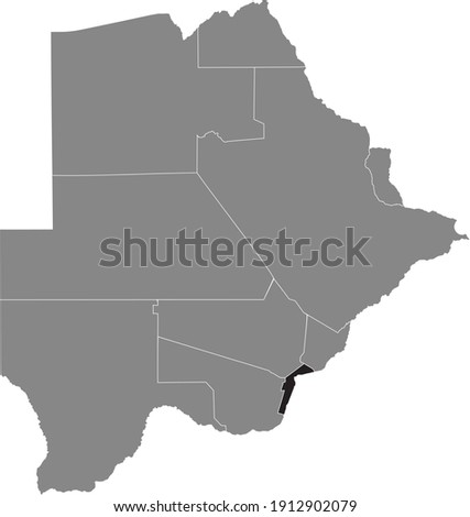 Black location map of the Botswanan South-East district inside gray map of Botswana